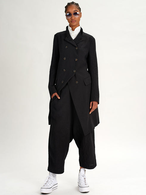 Forme d'Expression Linen DB Cutaway Coat Black
